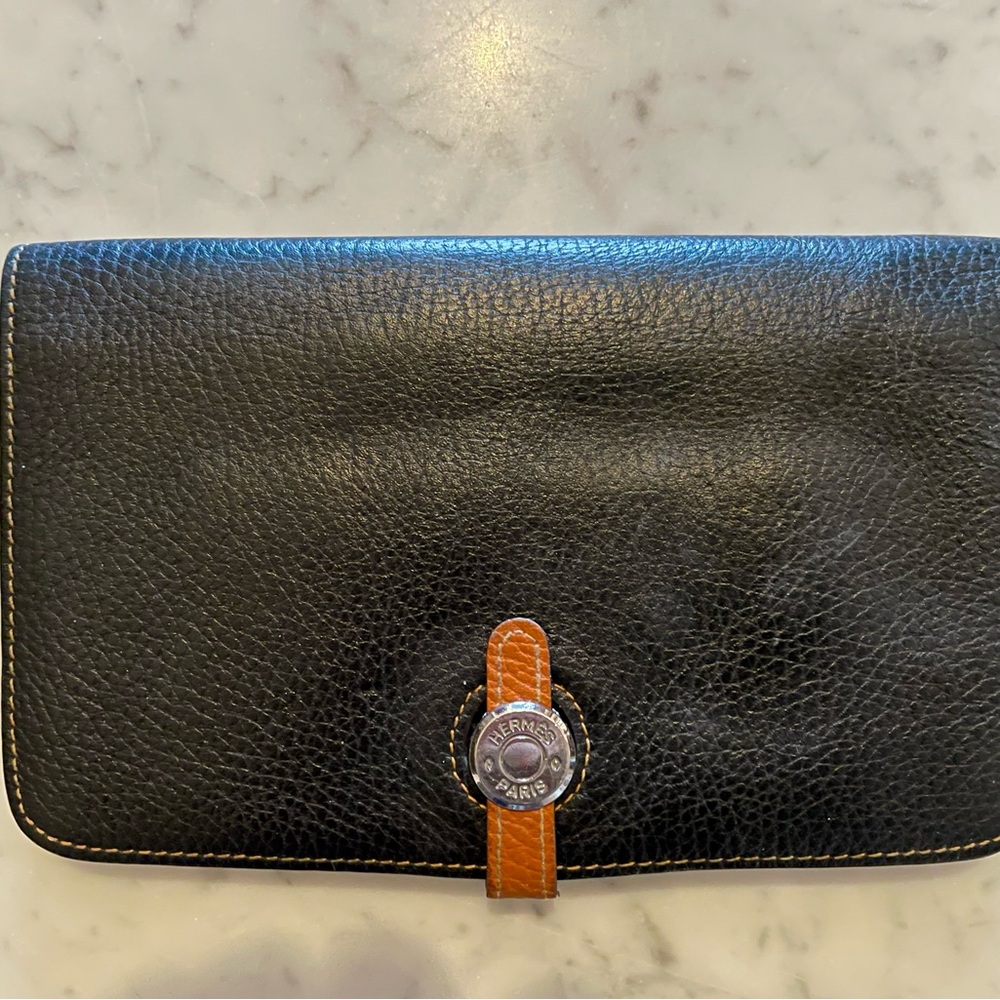 Hermès Black Leather Clutch